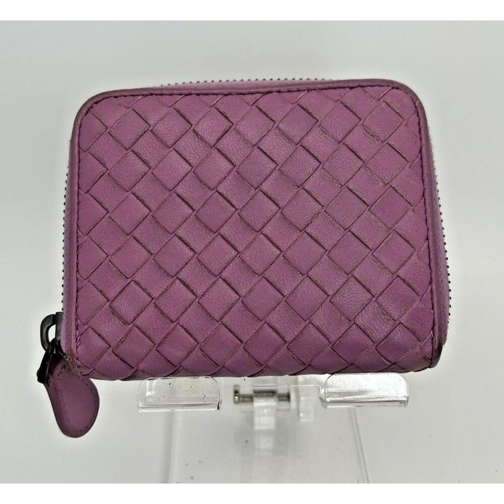 Authentic Bottega Veneta Intrecciato Lambskin Coin Purse Wallet Purple/112